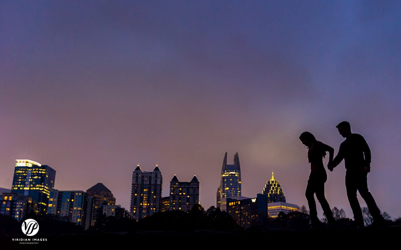 walking along wall skyline backdrop