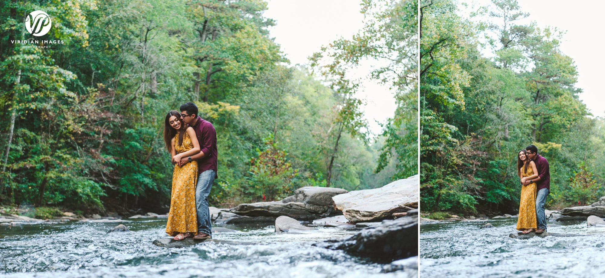 couple snuggle middle of chattahoochee river