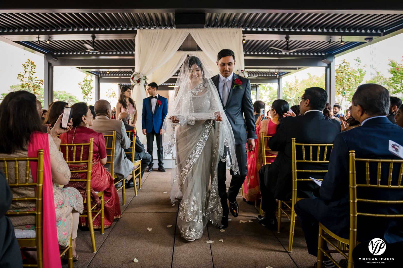 bride groom walking recessional