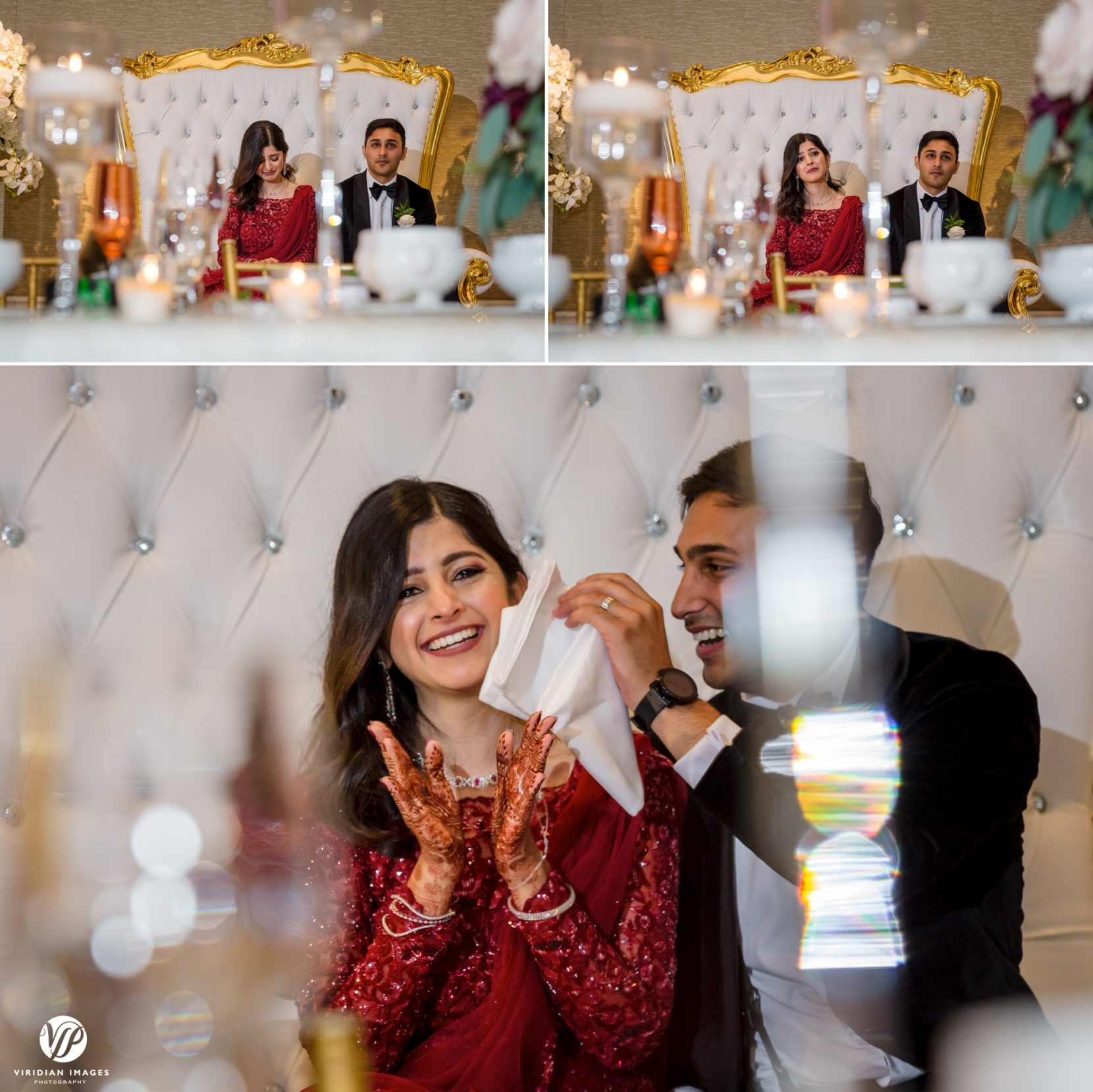 happy couple during toasts