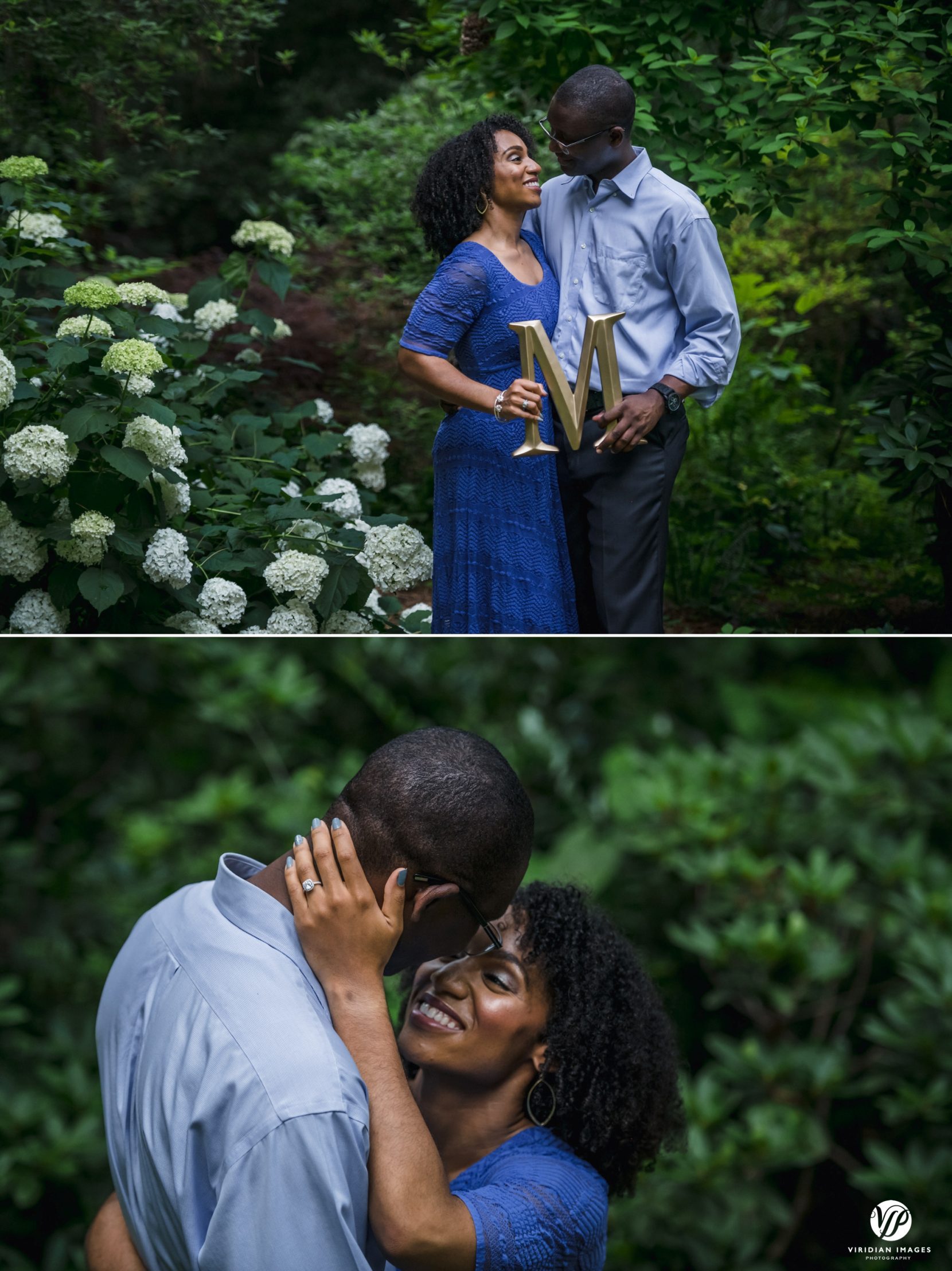 couple holding letter m and detail ring shot