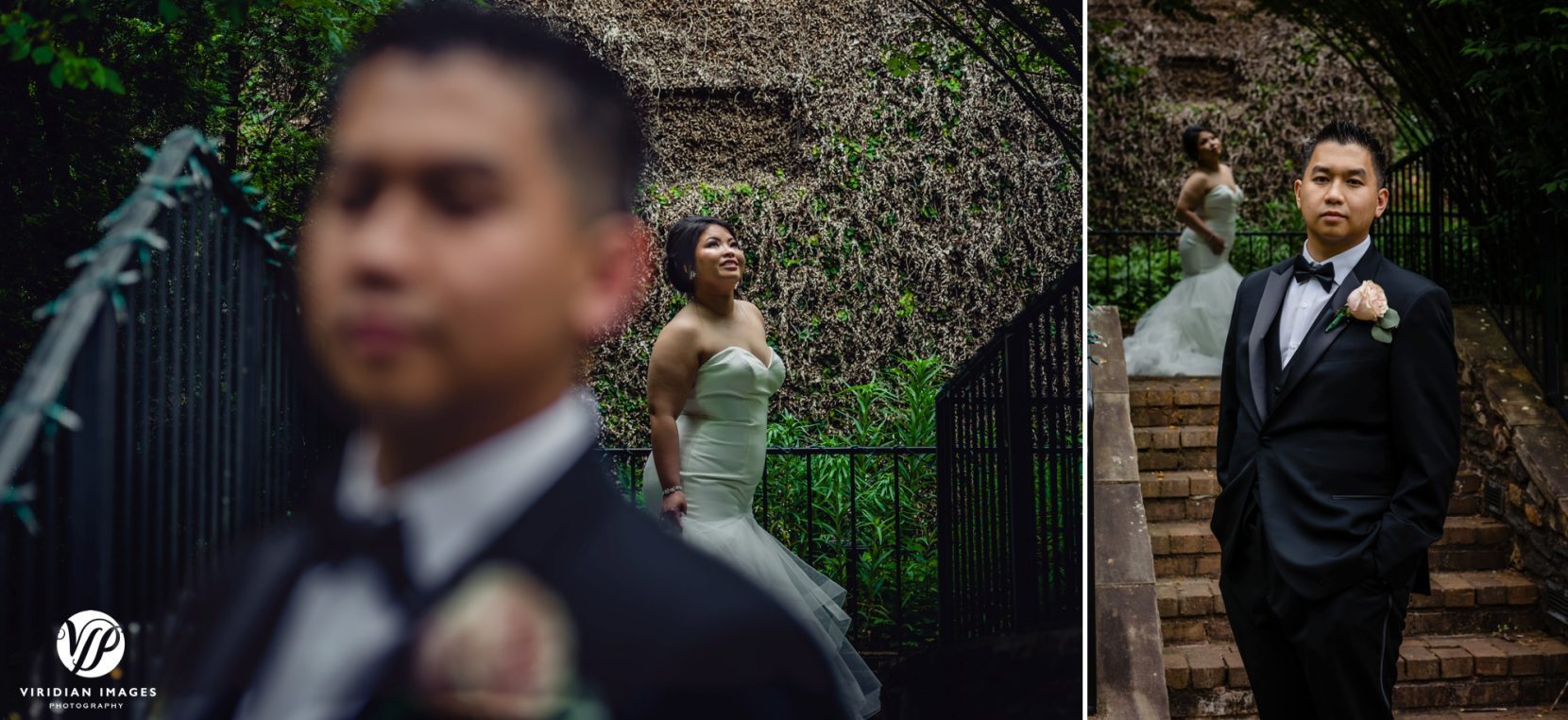 creative bridal portrait on stairs