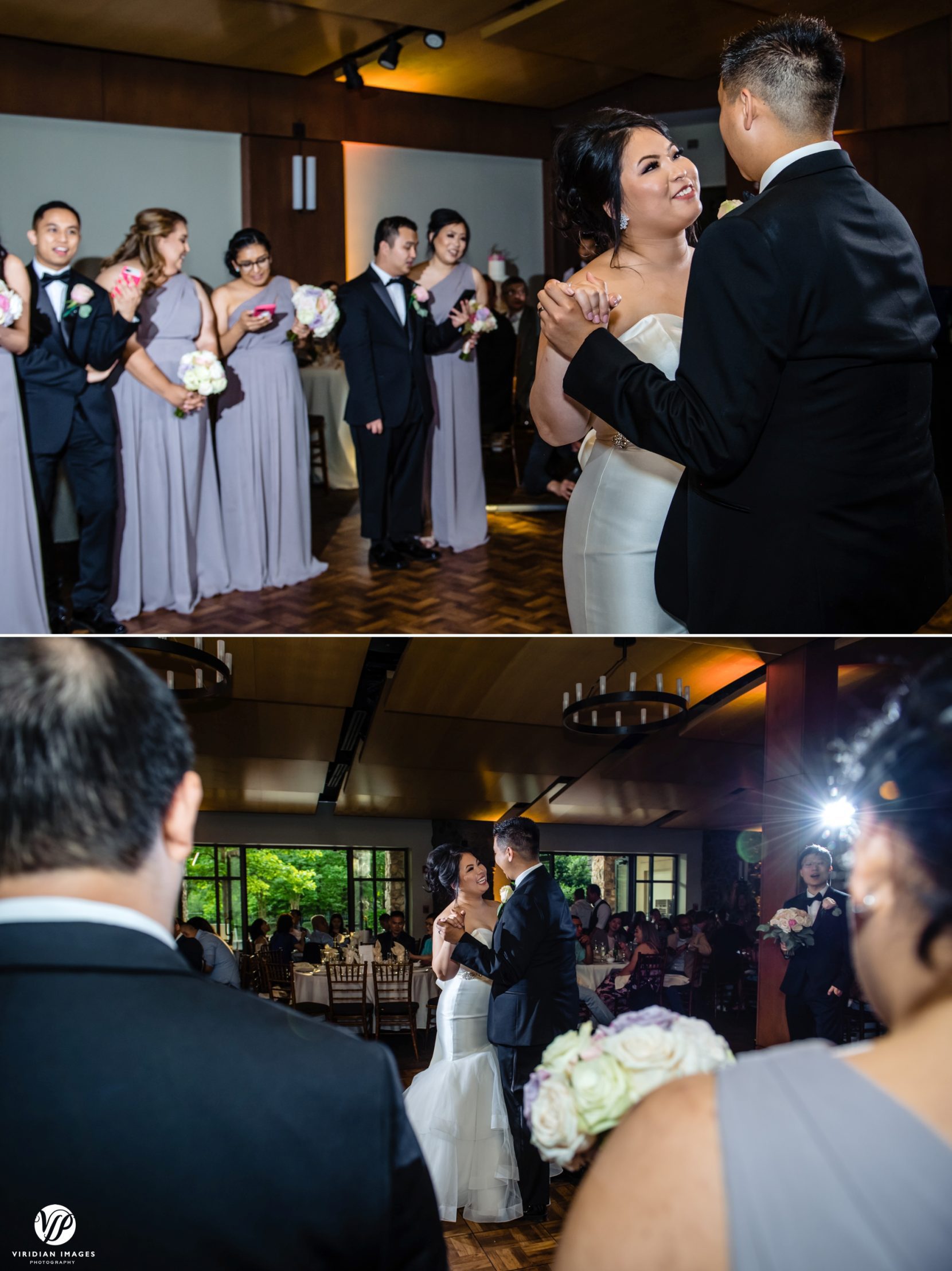 bridal party sing a cappella first dance song with bride and groom