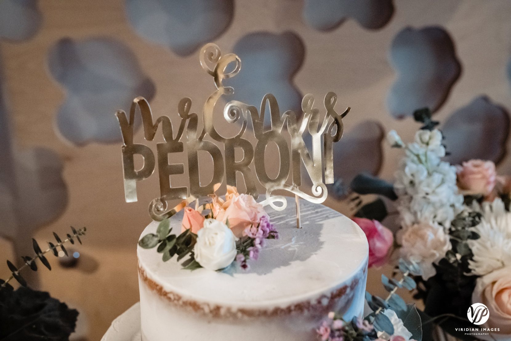 wedding cake topper with names