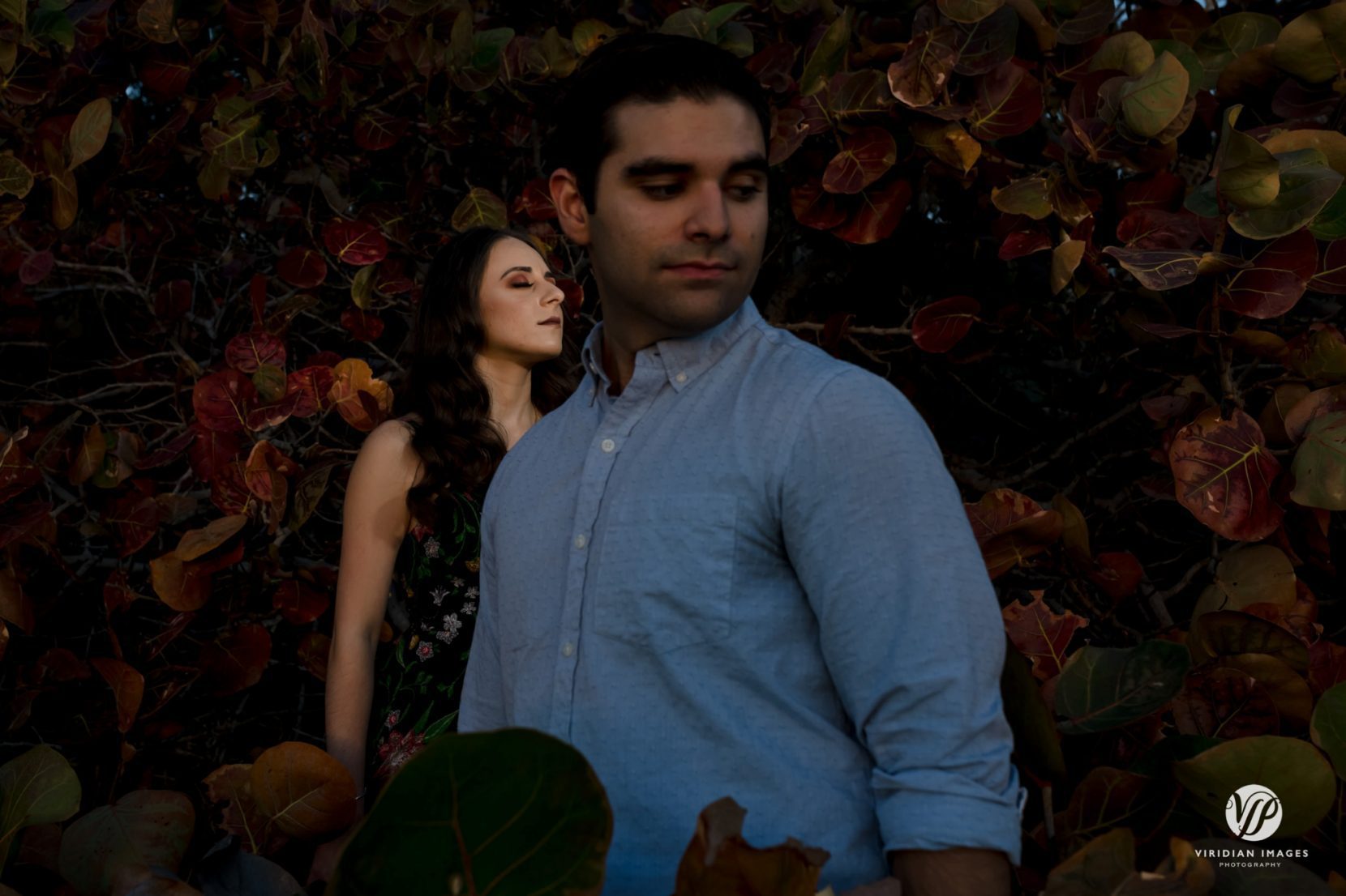 creative and artistic image of couple during engagement session in south florida