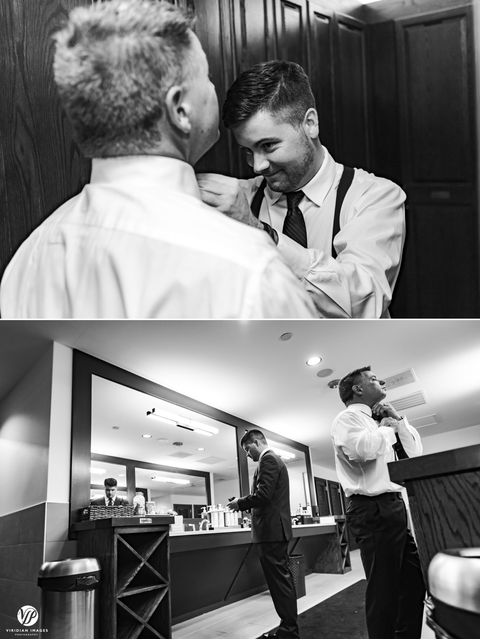 groom helping father with tie