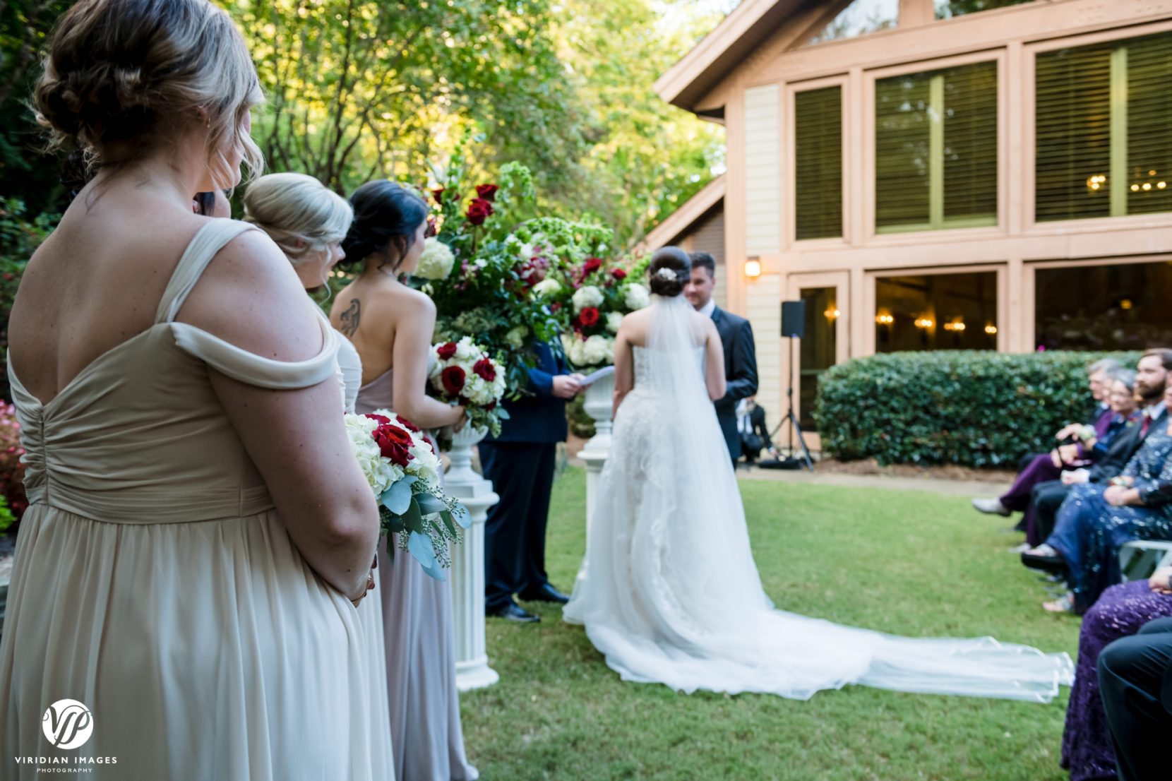 wedding ceremony from bridesmaids perspective