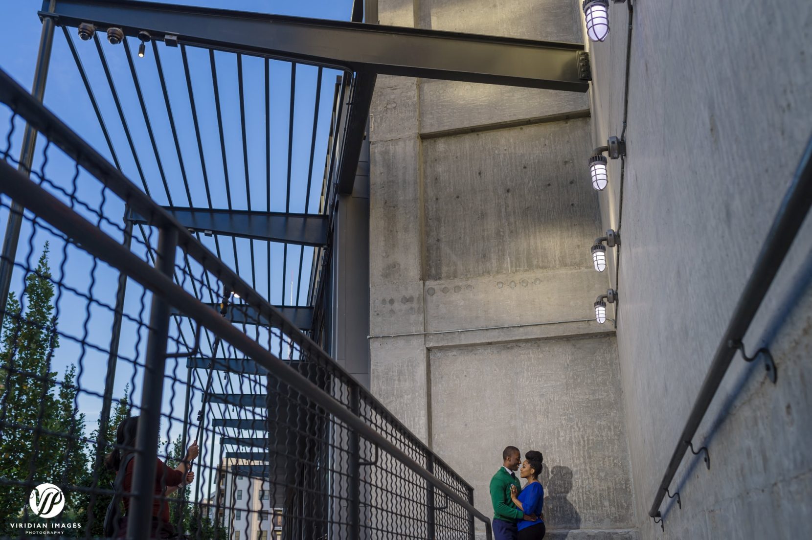 Playing with perspective during engagement session in Atlanta
