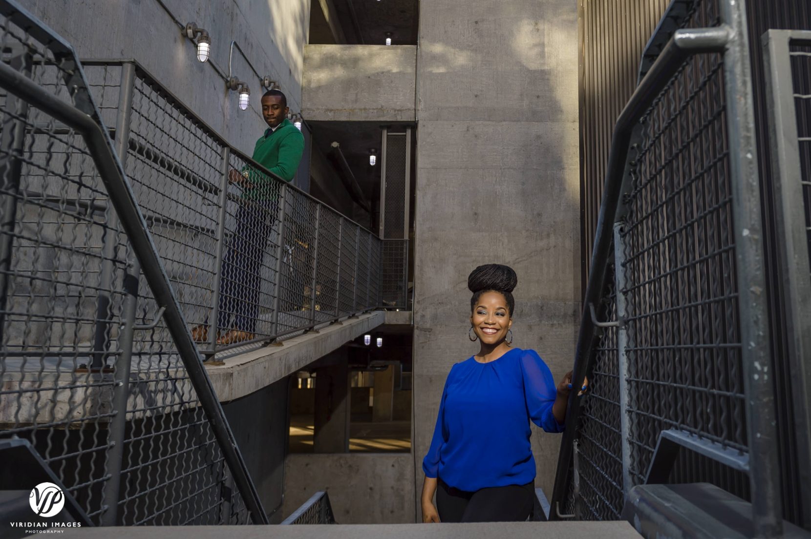 Stylish couple flirting during their Beltline engagement session