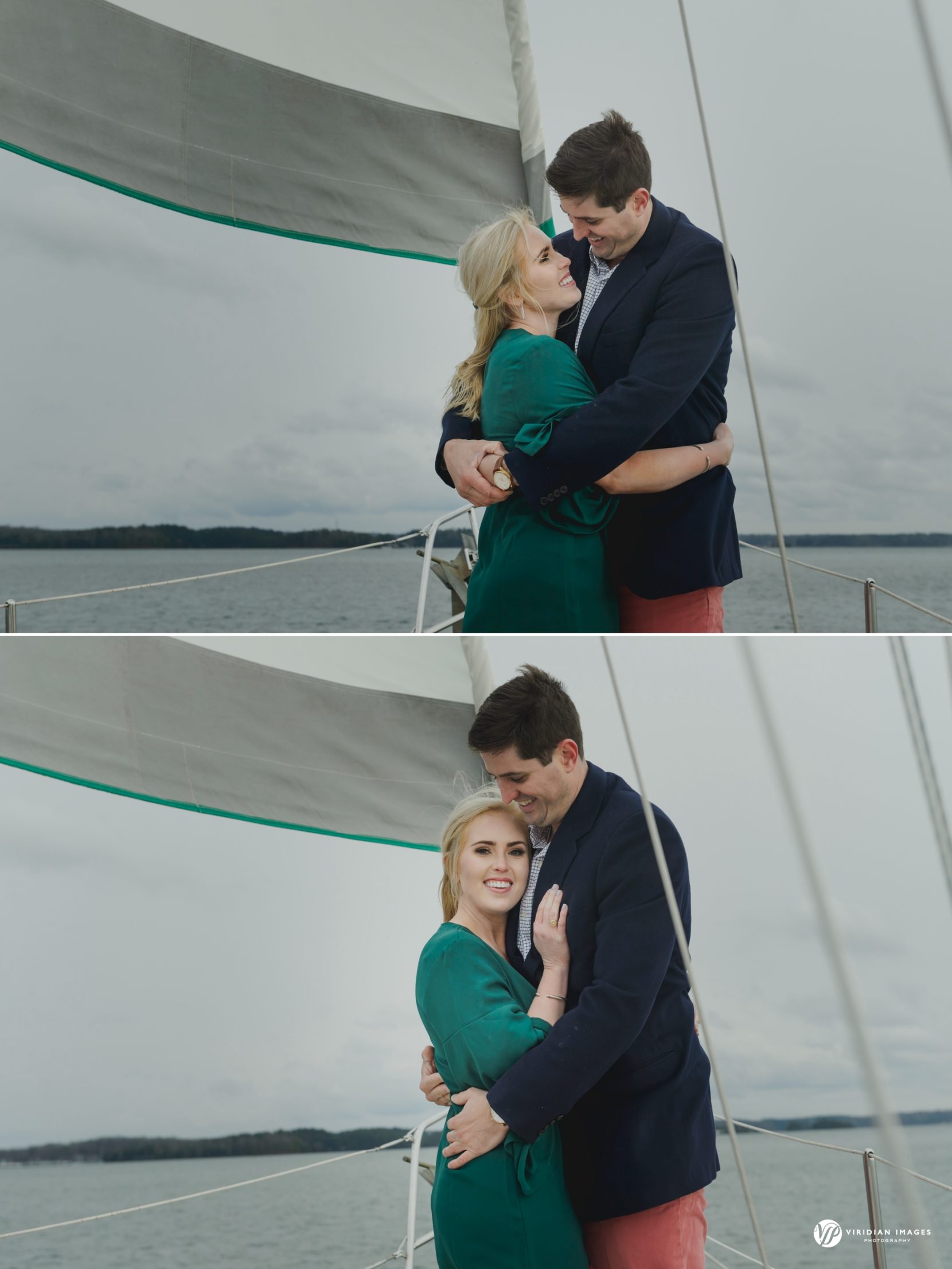 Couple keeping warm while dark skies approach 