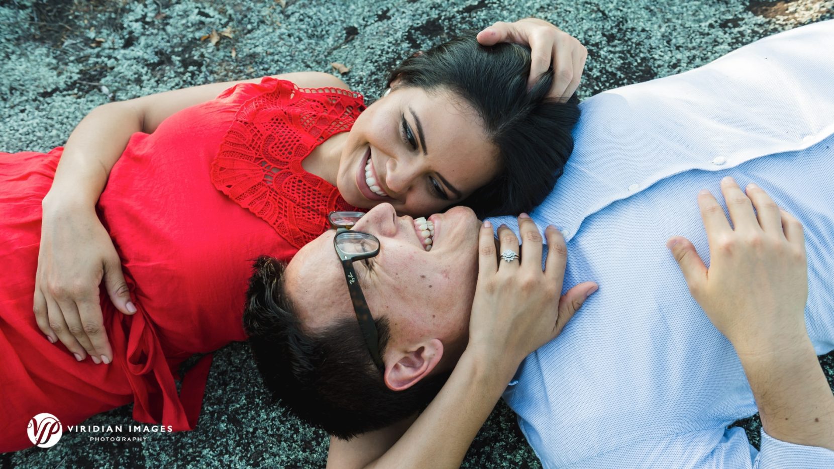 steven and naysha share a playful moment atop Arabia Mountain