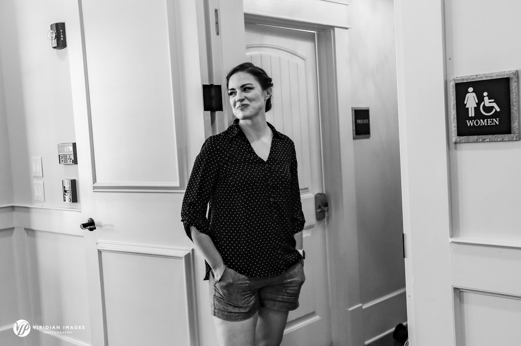 nervous bride waiting to get ready in bridal suite at Yonah Mountain