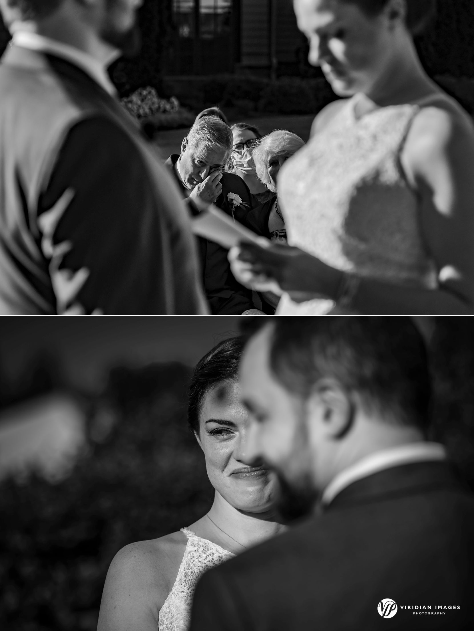Father of Bride crying during wedding ceremony at Yonah Mountain Vineyard