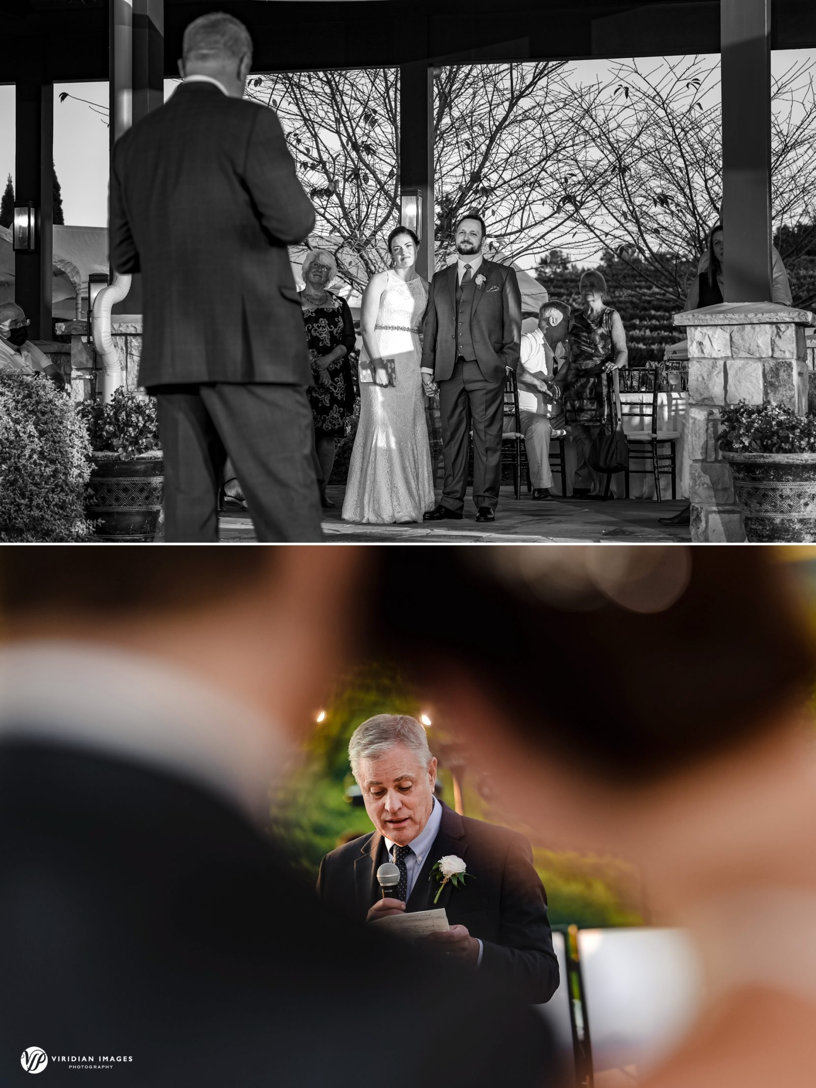 Father of bride giving toast during Yonah Mountain Vineyard reception