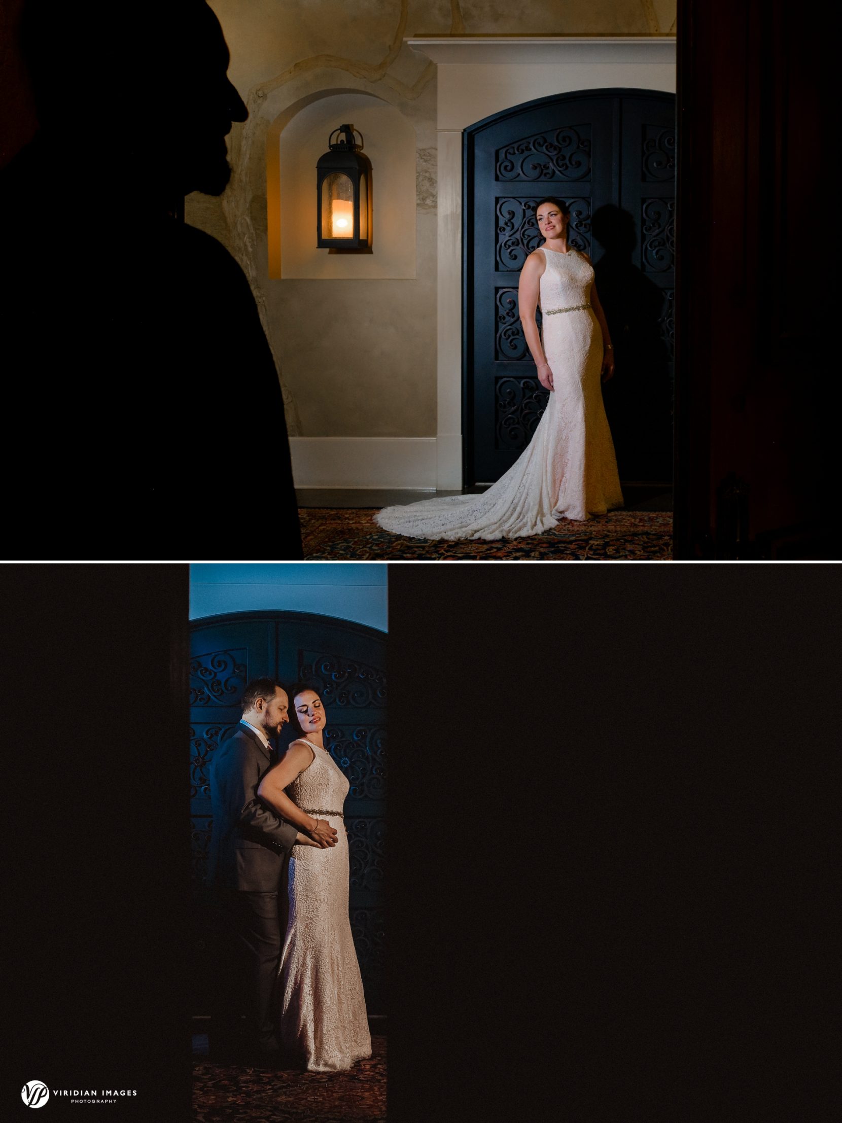 Intimate wedding portraits outside cellar at Yonah Mountain Vineyards