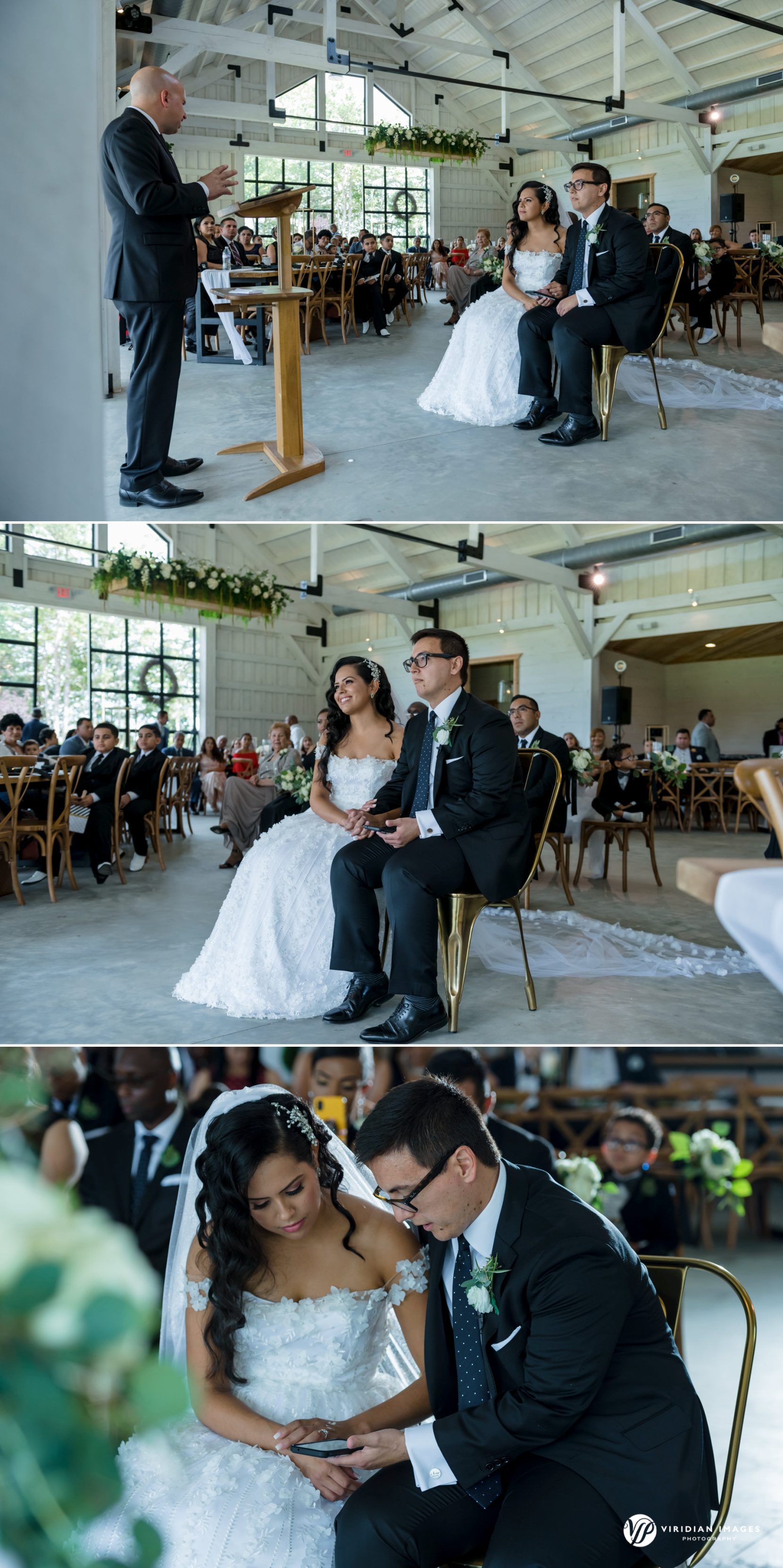 Wide and close shots during wedding ceremony at Meadows at Mossy Creek