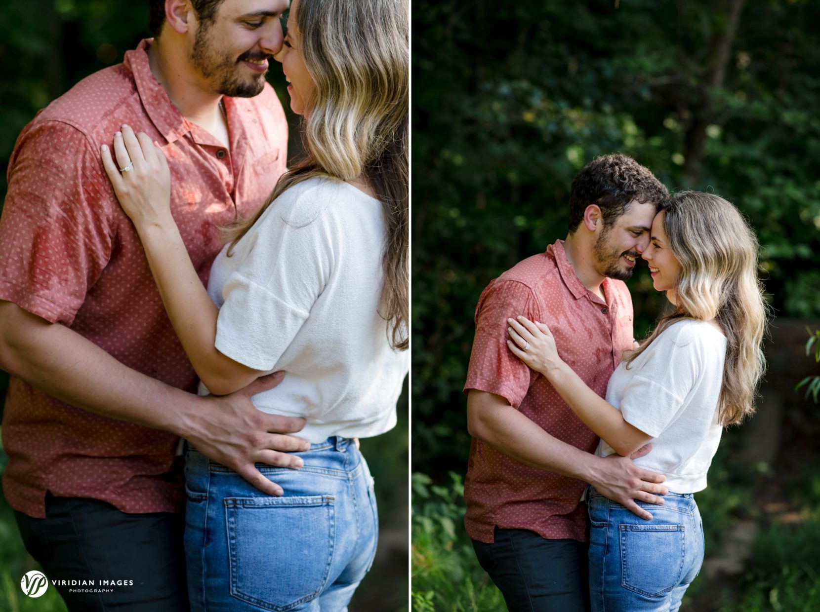 Romantic and intimate moment along lake at Sope Creek