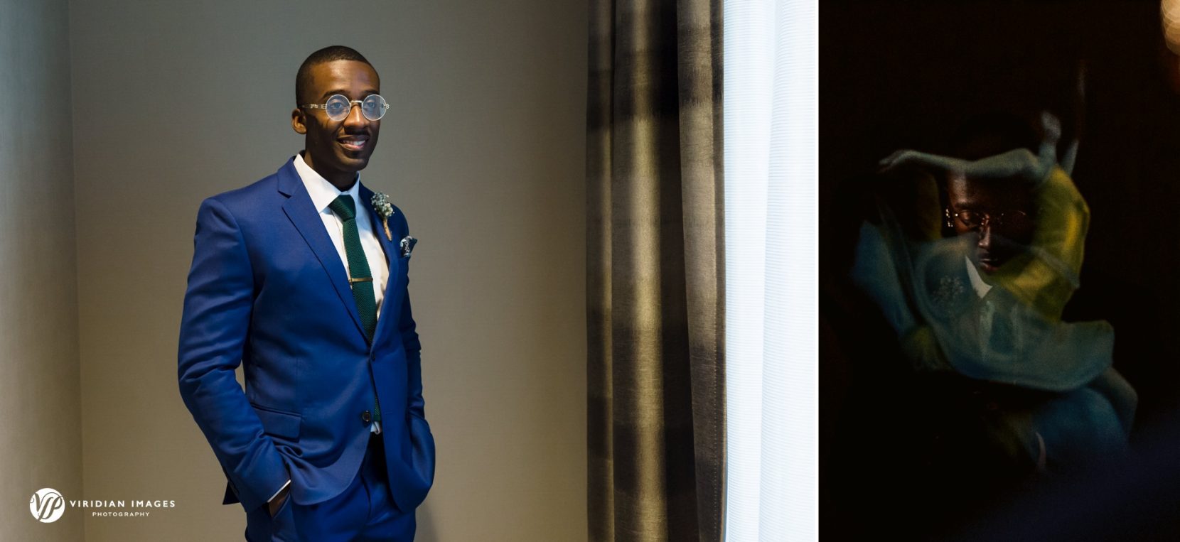 Groom portrait at Hyatt Regency Atlanta Perimeter before wedding ceremony