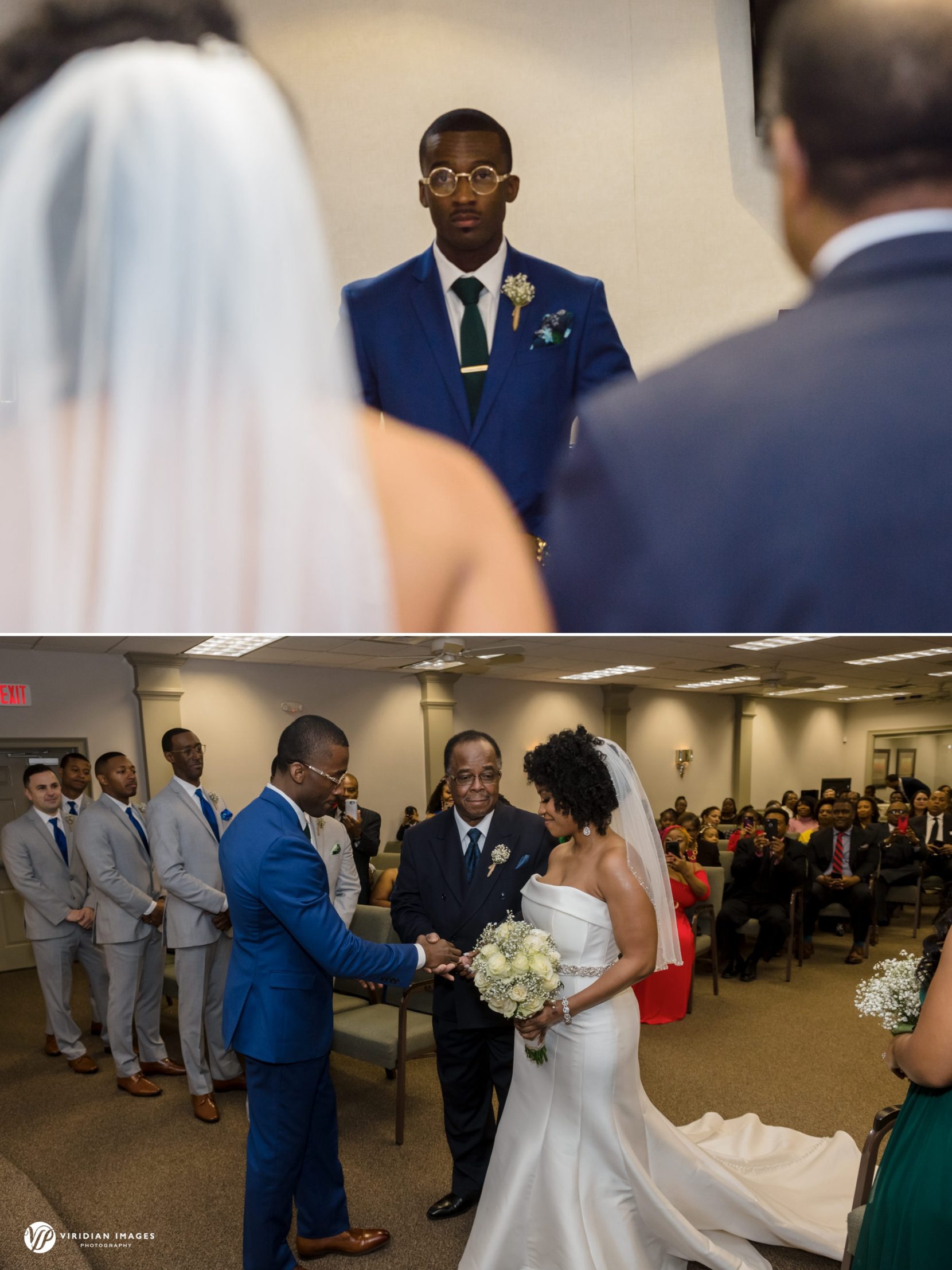 Bride approach with father towards groom during processional