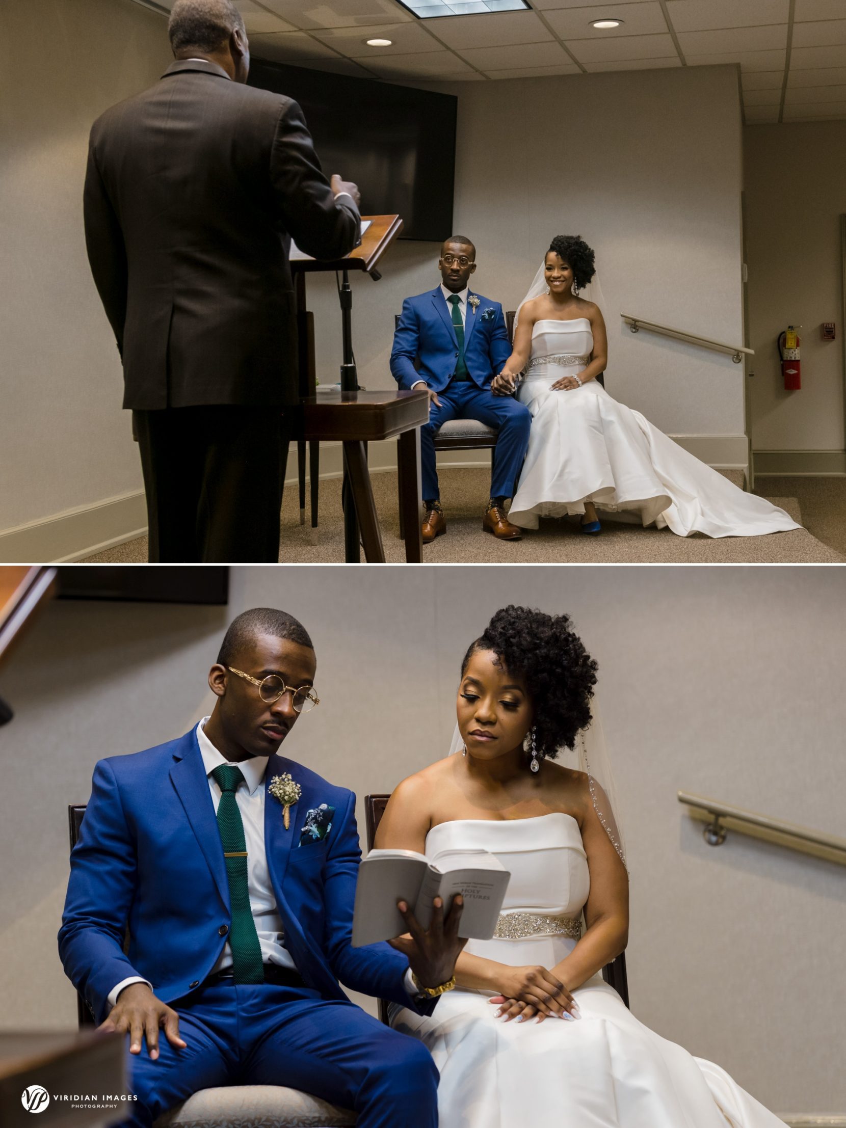 couple listening to marriage advice during ceremony