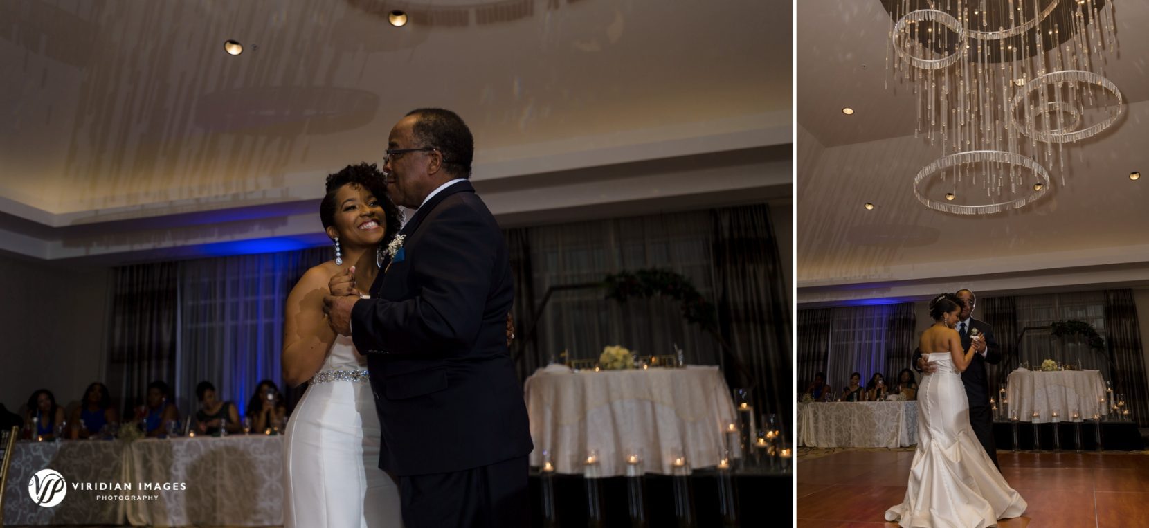Emotional father-daughter dance during Villa Christina wedding reception