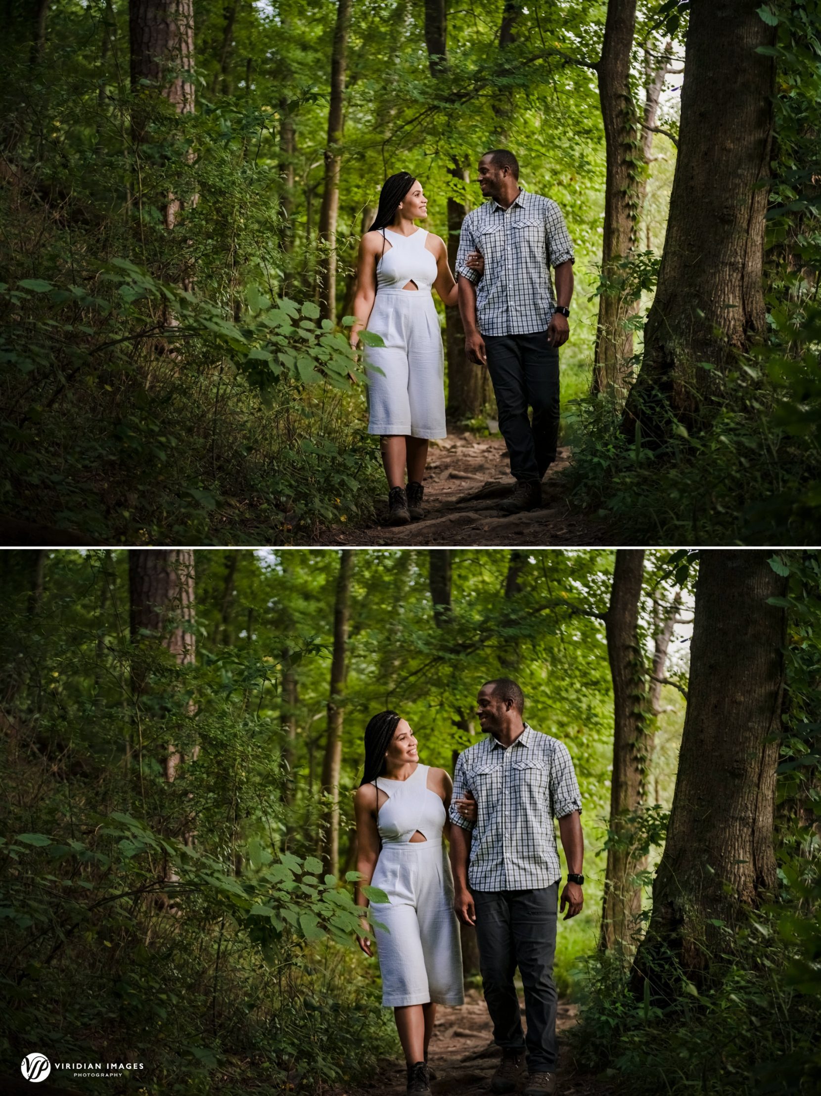 Romantic couple walking hand-in-hand through East Palisades Trail