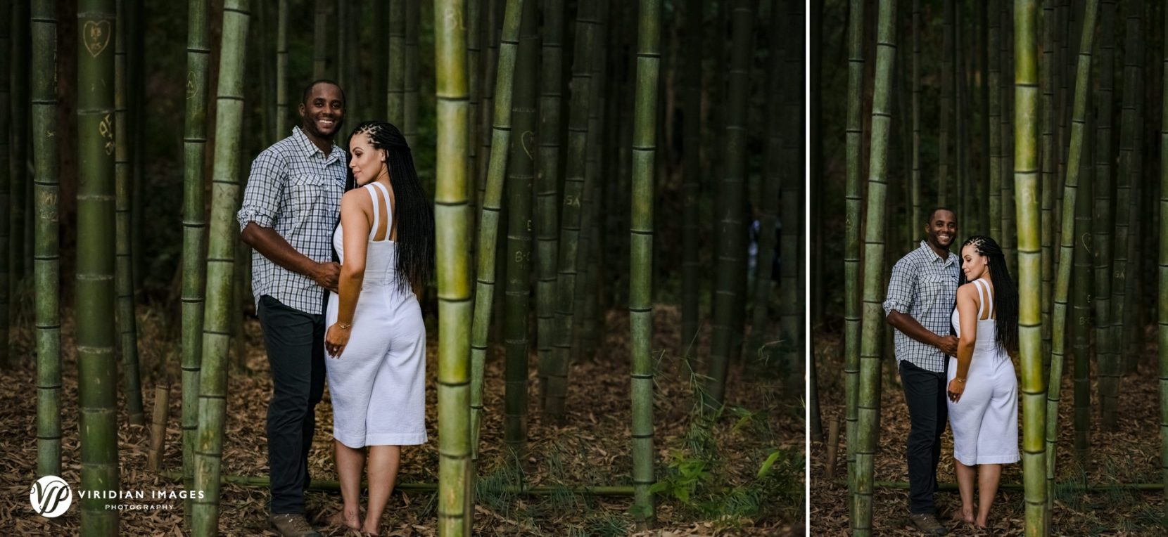 Editorial inspired engagement photos inside bamboo forest in Atlanta's East Palisades Trail
