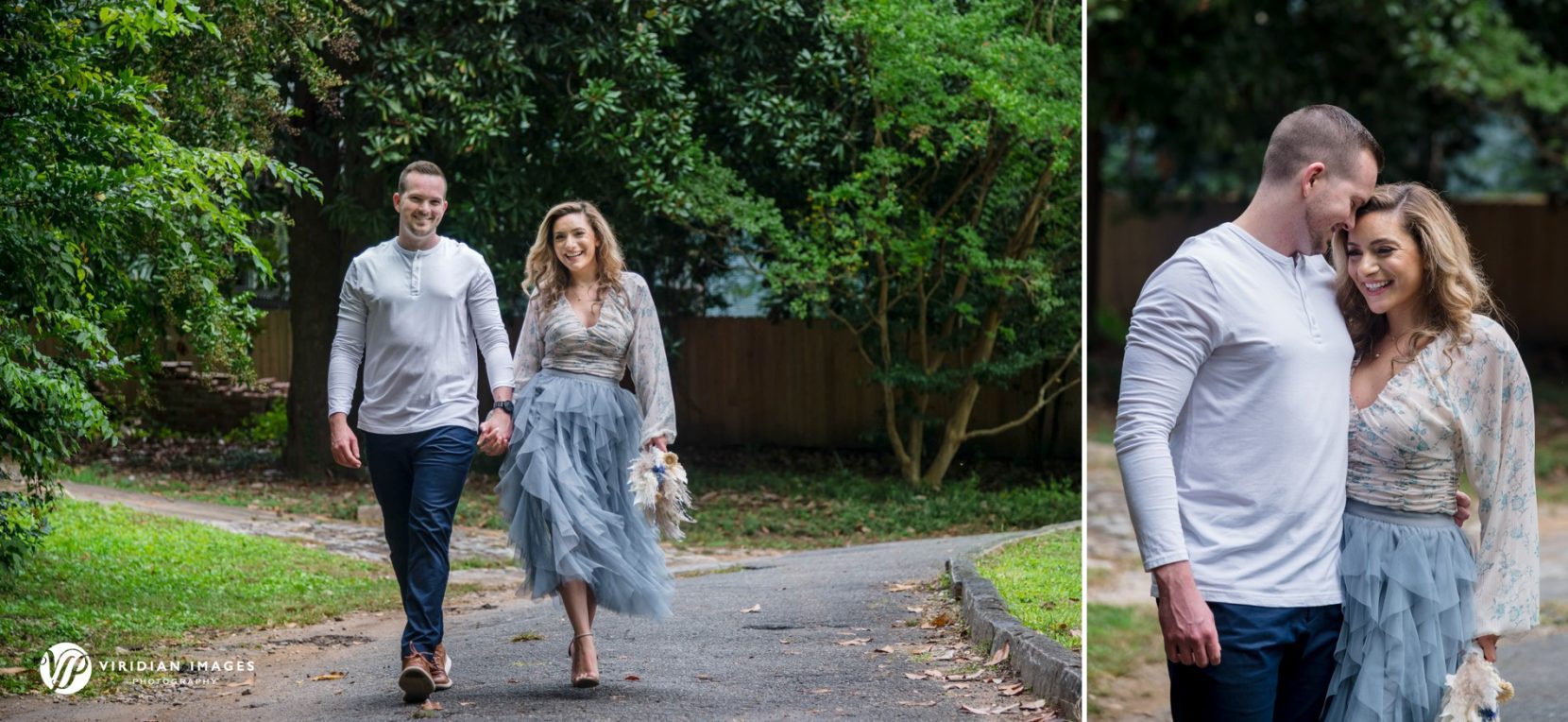 Couple walking through tree-lined path at Inman Park's Springdale