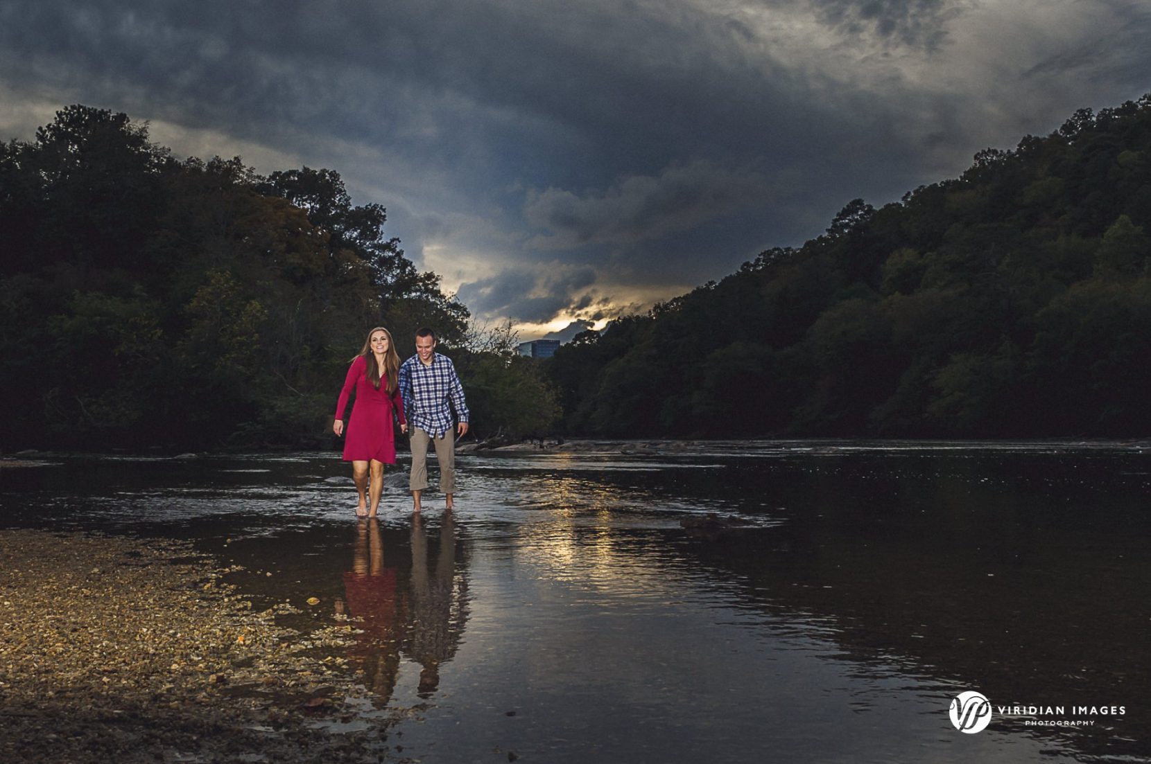 Ending the fall engagement session in the water at sunset at East Palisades trail.
