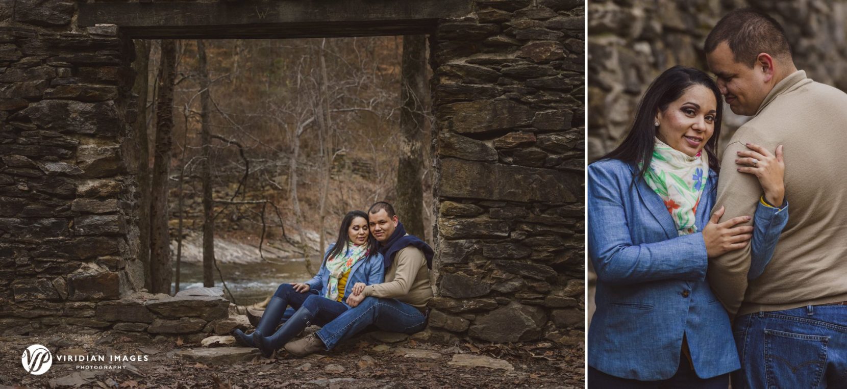 Engagement photos at Sope Creek Trail ruins captured by an Atlanta engagement photographer