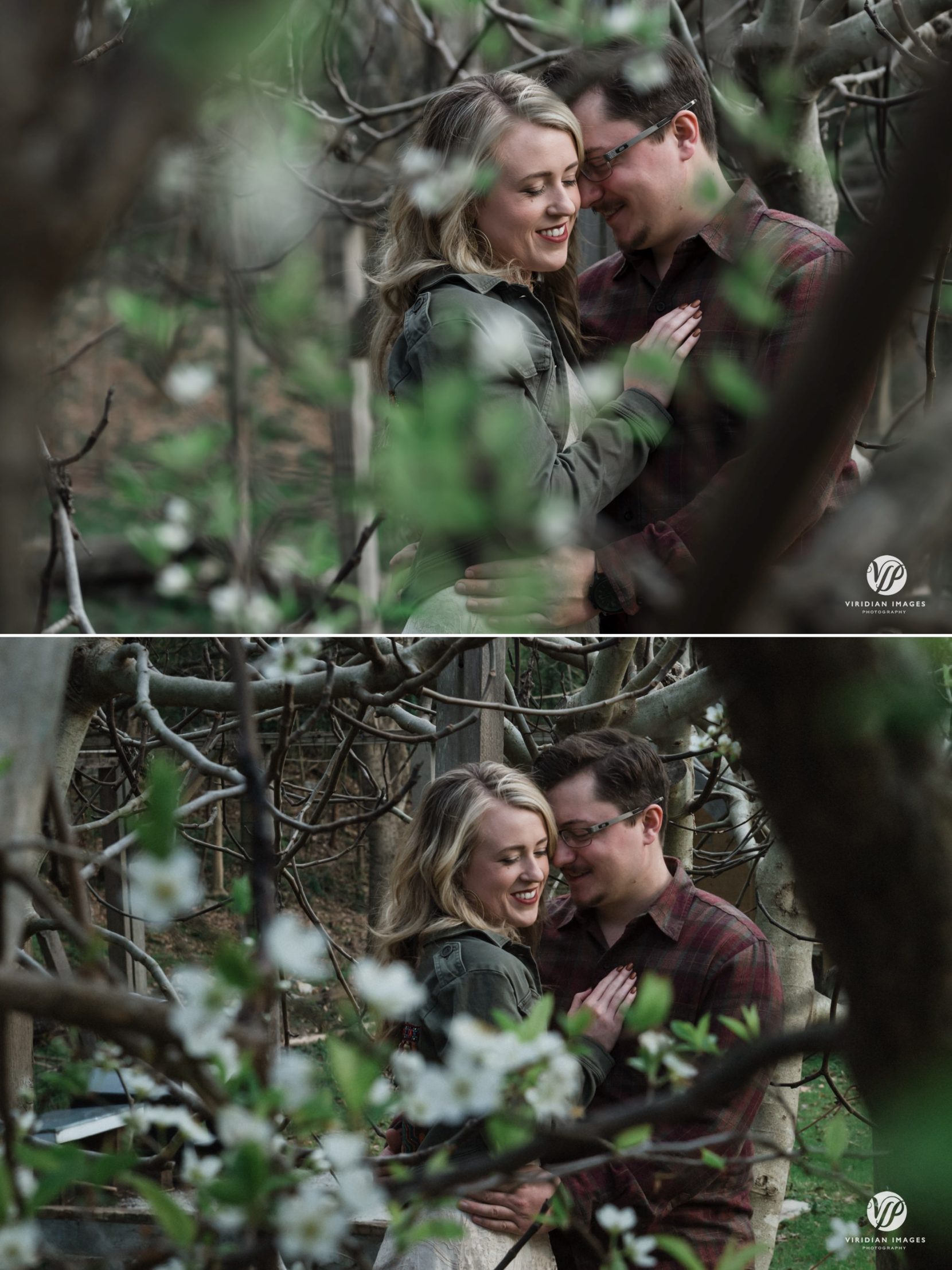 Winter engagement session at Piedmont Park between leaves