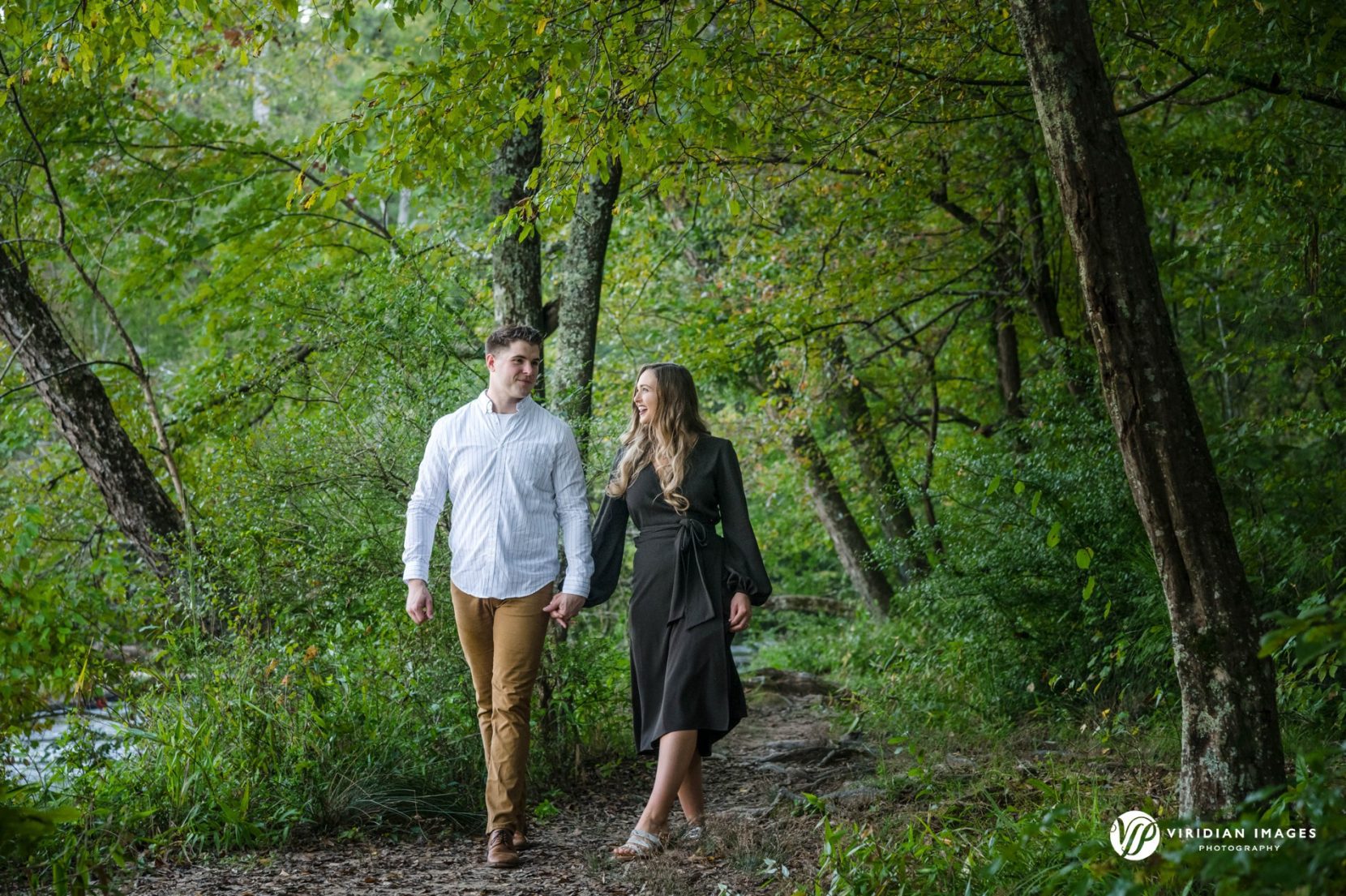 Romantic engagement session along Sweetwater Creek trails in Georgia
