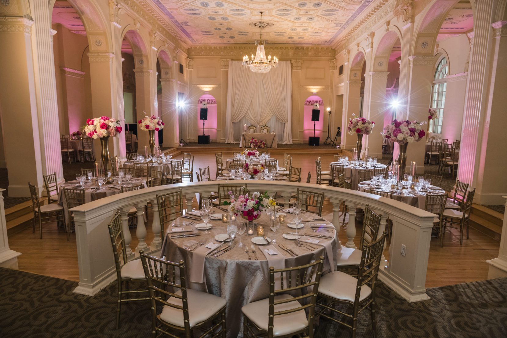 Empty reception set up at Biltmore Ballrooms in Atlanta