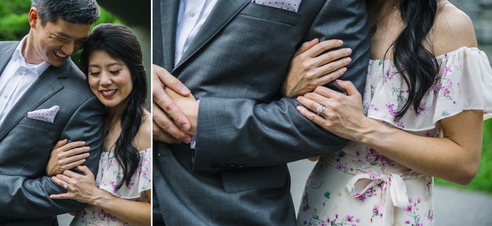 Romantic engagement portraits at a park in Atlanta