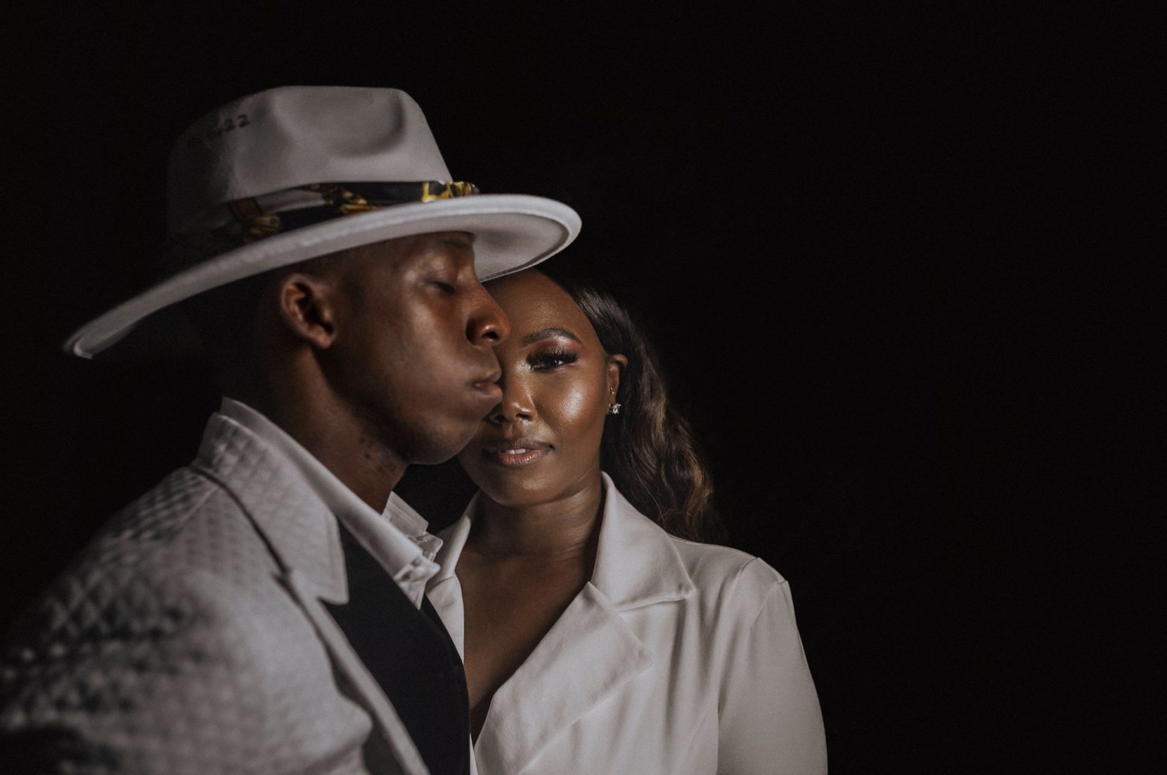 Editorial-style-portrait featuring bride and groom