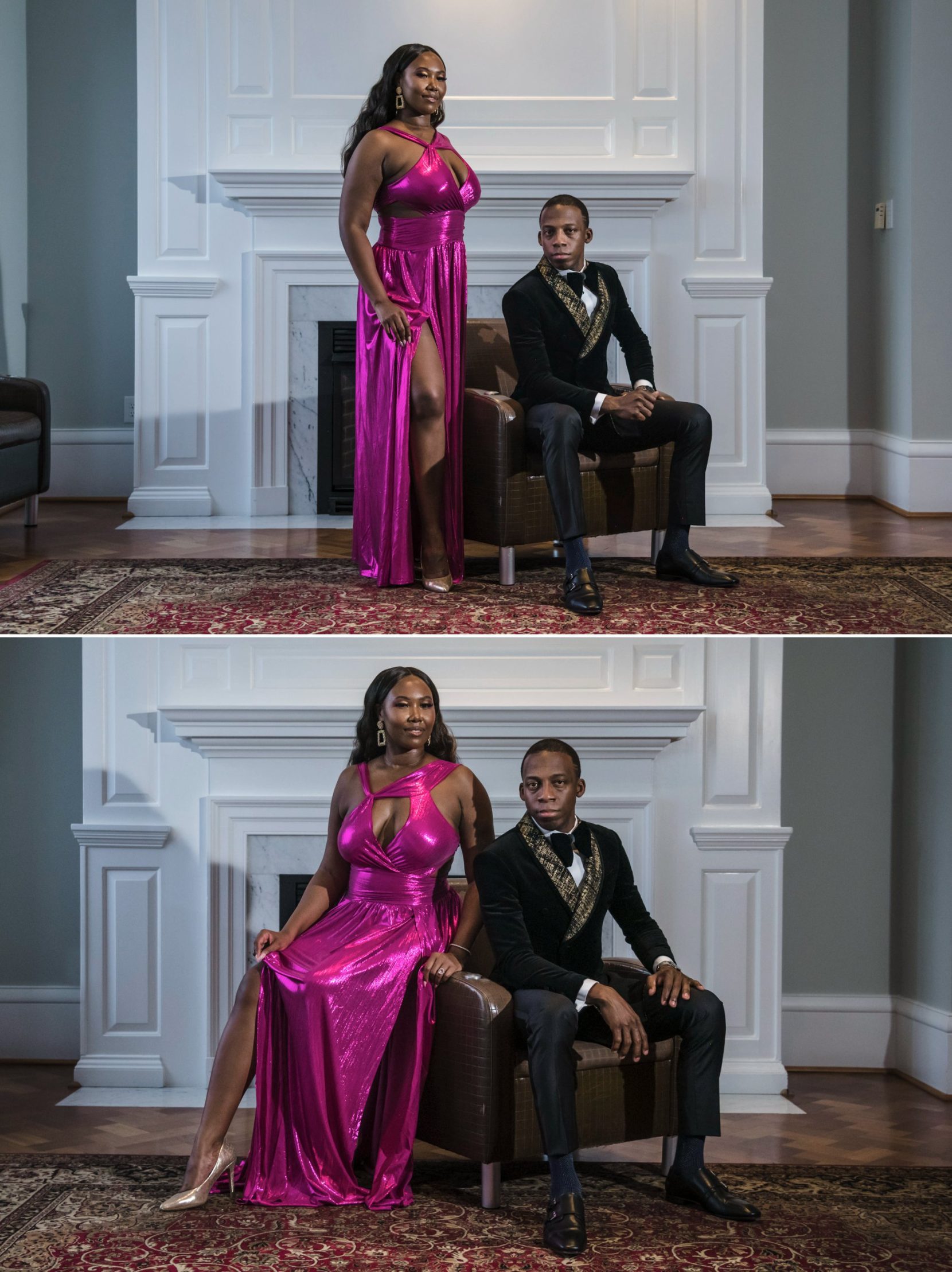 Elegant engagement portraits with refined editorial styling