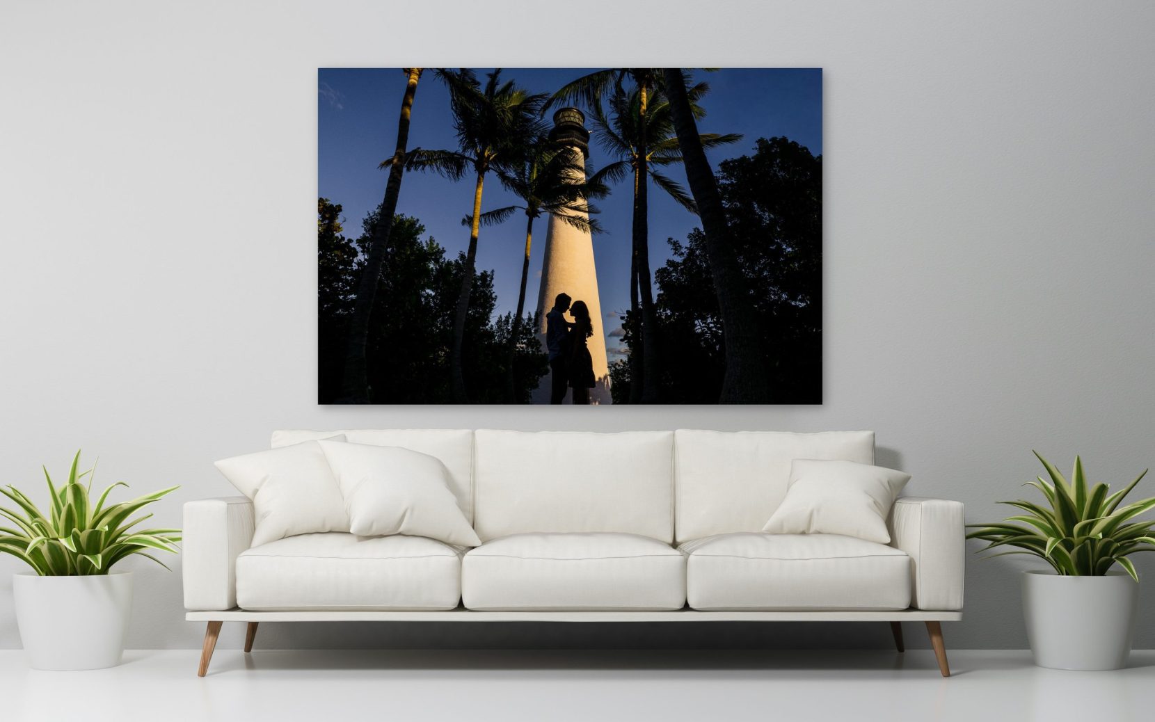 engagement session display wall art over sofa